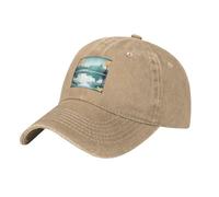 WHJSSF Casquette de baseball classique en denim délavé noir - Motif feuilles tombées sur un lac tranquille - Chapeau réglable en coton pour homme et femme, naturel, Taille unique