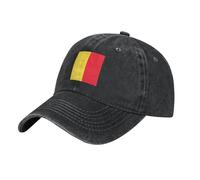 WHJSSF Casquette de baseball noire avec motif drapeau de la Belgique, sangle réglable, coton classique pour homme et femme, respirante et élégante, Noir , Taille unique