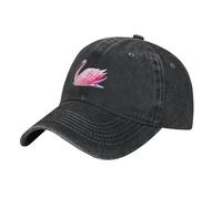 WHJSSF Casquette de baseball noire pour adulte Motif cygne rose marchant lentement au bord de la rivière pour homme et femme Élégant et durable, Noir, taille unique
