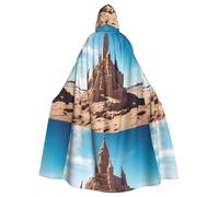 WHJSSF Castle On The Beach Prints Cape à capuche pour adulte pour jeux de rôle, costumes de scène, fêtes facile d'entretien