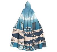 WHJSSF Chair By The Sea Cape à capuche pour adulte Imprimé Halloween Super Large