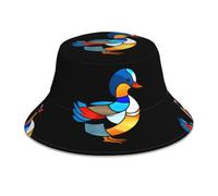 WHJSSF Chapeau bob réfléchissant coloré avec motif canard mandarin imprimé cristal pour homme et femme, pour voyage, camping, randonnée noir