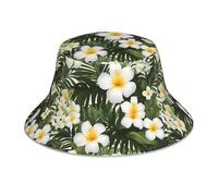 WHJSSF Chapeau bob réfléchissant imprimé floral hawaïen blanc pour homme et femme, pour voyage, camping, randonnée