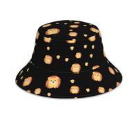 WHJSSF Chapeau bob réfléchissant imprimé petit lion pour homme et femme, pour voyage, camping, randonnée, noir