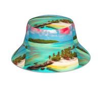 WHJSSF Chapeau cloche réfléchissant avec imprimé paysage des Caraïbes pour homme et femme, pour voyage, camping, randonnée, noir