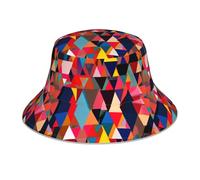 WHJSSF Chapeau cloche réfléchissant imprimé puzzle géométrique pour homme et femme pour voyage, camping, randonnée noir
