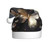 WHJSSF Chapeau de Noël à motif papillons blancs dorés et noirs pour adulte, accessoire de qualité doux, léger et moelleux
