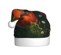 WHJSSF Chapeau de Noël avec image de guitare sur herbe verte pour adulte, ce qui en fait un cadeau amusant et durable pour homme et femme