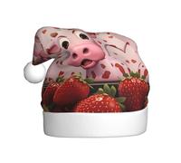 WHJSSF Chapeau de Noël avec image de vache rose avec fraises pour adulte, doux, léger, fête de vacances