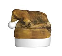 WHJSSF Chapeau de Noël avec image du tigre sur la rive de la rivière pour adulte, ce qui en fait un cadeau amusant et durable pour homme et femme