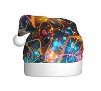 WHJSSF Chapeau de Noël avec lignes de symboles musicaux pour adulte, bord doux et moelleux, léger et confortable