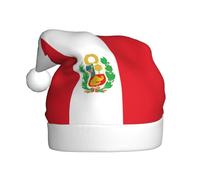 WHJSSF Chapeau de Noël avec motif drapeau du Pérou pour adulte, bord doux et moelleux, léger et confortable