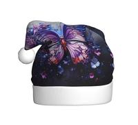 WHJSSF Chapeau de Noël avec motif papillon et fleurs violettes pour adulte, ce qui en fait un cadeau amusant et durable pour homme et femme