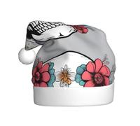 WHJSSF Chapeau de Noël avec motif tête de mort décoré de fleurs pour adultes, doux et léger