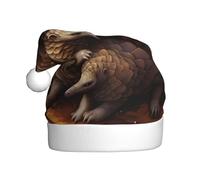 WHJSSF Chapeau de Noël en peluche imprimé pangolin pour hommes et femmes, chapeaux de Noël pour adultes pour le Nouvel An