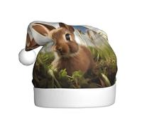 WHJSSF Chapeau de Noël lapin sur herbe verte pour adulte, ce qui en fait un cadeau amusant et durable pour homme et femme
