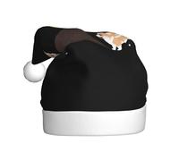 WHJSSF Chapeau de Noël Little Corgi creusant le sol pour adulte, bord doux et moelleux, léger et confortable