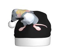 WHJSSF Chapeau de Noël motif souris mangeant du fromage pour adulte, ce qui en fait un cadeau amusant et durable pour homme et femme