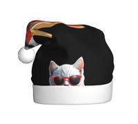 WHJSSF Chapeau de Noël pour adulte, motif chaton se prélassant au soleil sur une chaise, ce qui en fait un cadeau amusant et durable pour homme et femme