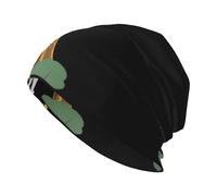 WHJSSF Chapeau Kni tricoté tendance pour adulte Motif chaton sous la tour Eiffel léger, extensible et chaud Noir