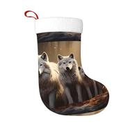 WHJSSF Chaussette de Noël imprimée famille de loups parfaite pour décorer les bureaux, les arbres, les cheminées et les tables