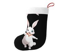 WHJSSF Chaussettes de Noël avec inscription Happy Little White Rabbit - Grande capacité - Décoration de Noël