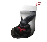 WHJSSF Chaussettes de Noël avec inscription « Little Black Rabbit holding a heart » - Grande capacité - Décoration de Noël