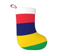 WHJSSF Chaussettes de Noël décoratives douces et légères avec motif drapeau de l'île Maurice pour Halloween et Nouvel An