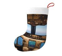 WHJSSF Chaussettes de Noël imprimées de grande capacité Motif cockpit d'avion