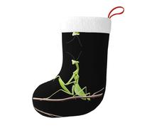 Whjssf Chaussettes de Noël imprimées des deux côtés avec motif de mante priante sur une branche pour les fêtes de fin d'année, décorations d'intérieur