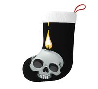 Whjssf Chaussettes de Noël imprimées des deux côtés avec motif tête de mort brûlée pour décoration d'intérieur de grande capacité