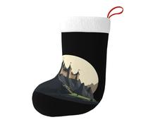 Whjssf Chaussettes de Noël imprimées des deux côtés du château au sommet de la colline pour décoration d'intérieur de fête de vacances de grande capacité