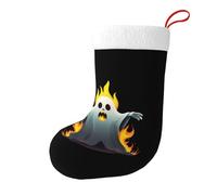 Whjssf Chaussettes de Noël imprimées double face avec image de fantôme brûlant pour décoration d'intérieur de grande capacité