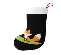 Whjssf Chaussettes de Noël imprimées double face Little Fox in The Field pour décoration d'intérieur de fête de vacances de grande capacité