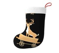 Whjssf Chaussettes de Noël imprimées recto-verso avec motif cerf sur un chariot pour décoration d'intérieur de fête de vacances de grande capacité
