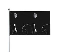 WHJSSF Cheval sous la lune imprimé drapeau américain 0,9 x 1,5 m - Couvre-lit d'extérieur en polyester vif, parfait pour le patriotisme et la décoration de jardin