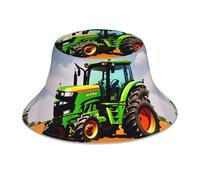 WHJSSF Company Chapeau bob réfléchissant imprimé tracteur agricole unisexe léger respirant pliable noir