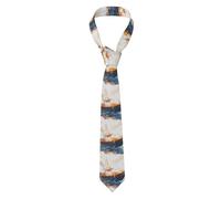 WHJSSF Cravate en soie pour homme avec imprimé petit lapin blanc sur le bateau de fleurs - Cravate en soie pour homme, tendance pour les affaires, les mariages, les fêtes et comme cadeau (145 x 7,9 cm