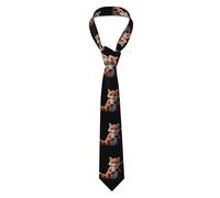 WHJSSF Cravate pour homme avec image de renard jouant de la flûte - Douce et confortable pour le travail, le travail, un anniversaire, un mariage, une fête, un banquet - 145 x 7,9 cm - Entretien