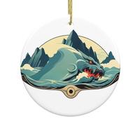 WHJSSF Décoration de Noël circulaire en céramique avec impression Gardien de la mer - 7,4 cm