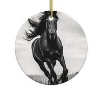 WHJSSF Décoration de Noël circulaire en céramique Motif étalon Noir 7,4 cm