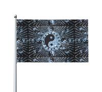 WHJSSF Diagramme Ying Yang - Drapeaux de décoration d'extérieur - 0,9 x 1,5 m - Jeté de lit en polyester vif pour cour, terrasse et fête