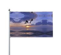 WHJSSF Drapeaux de décoration d'extérieur élégants imprimés de dauphins de 0,9 x 1,5 m - Jeté de lit en polyester vif pour cour, terrasse et fête