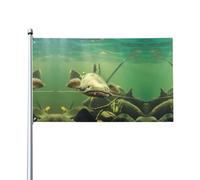 WHJSSF Drapeaux de décoration extérieure en polyester pour cour, patio et fête - Imprimé poisson-chat sous-marin - 0,9 x 1,5 m