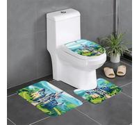 WHJSSF Dream Castle Prints Lot de 3 tapis de salle de bain antidérapants pour toilettes, coiffeuse et toilettes