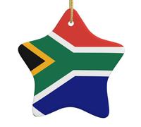 WHJSSF en céramique à suspendre pour sapin de Noël - Drapeau d'Afrique du Sud - Facile à accrocher - 7,9 x 7,9 cm