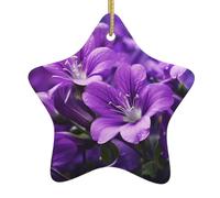 WHJSSF en céramique à suspendre pour sapin de Noël Motif fleurs violettes 7,9 x 7,9 cm