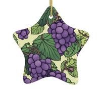 WHJSSF en céramique à suspendre pour sapin de Noël Motif raisins violets et verts 7,9 x 7,9 cm