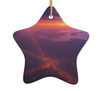 WHJSSF en céramique à suspendre pour sapin de Noël sur la ville avec cordon métallique perforé et doré