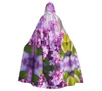 WHJSSF Encadrement de fleurs lilas dans des imprimés de fleurs d'Halloween pour adulte - Super grande cape à capuche sans fermeture éclair